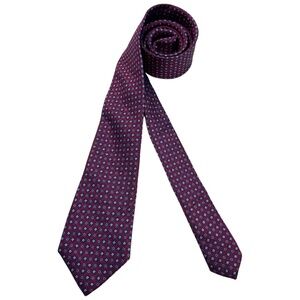 TINO COSMA Burgundy/Blue Geometric Silk LUXURY Tie ITALY